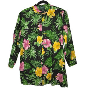Lauren Ralph Lauren Women’s Vintage 3/4 Sleeve Linen Tropical Tunic Size Large